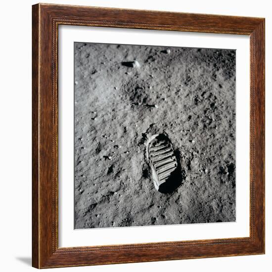 Apollo 11 Boot Print on the Moon. July 20, 1969-null-Framed Photo