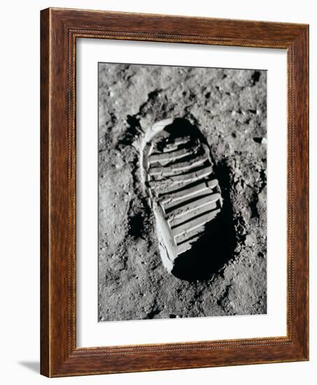 Apollo 11 Boot Print on the Moon. July 20, 1969-null-Framed Photo