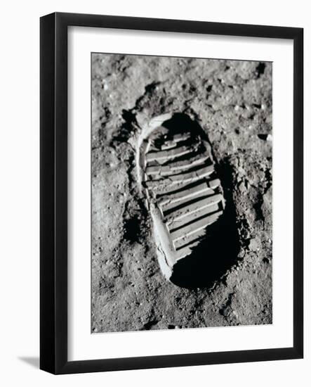 Apollo 11 Boot Print on the Moon. July 20, 1969-null-Framed Photo