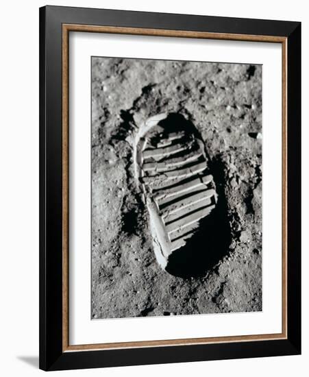 Apollo 11 Boot Print on the Moon. July 20, 1969-null-Framed Photo