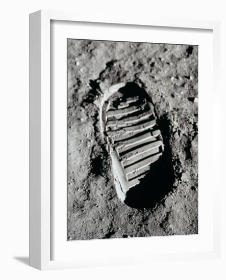 Apollo 11 Boot Print on the Moon. July 20, 1969-null-Framed Photo