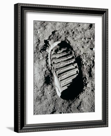 Apollo 11 Boot Print on the Moon. July 20, 1969-null-Framed Photo