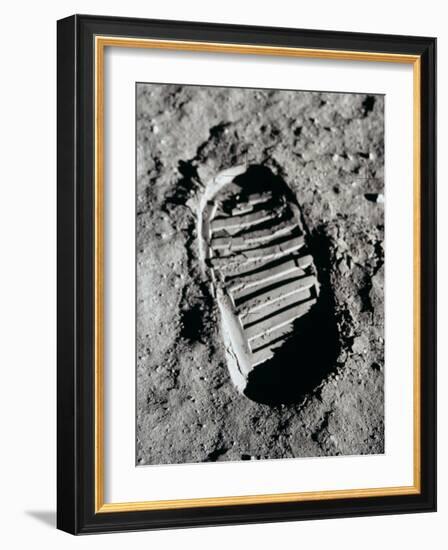 Apollo 11 Boot Print on the Moon. July 20, 1969-null-Framed Photo