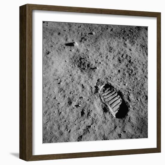 Apollo 11 Boot Print on the Moon. July 20, 1969-null-Framed Photo