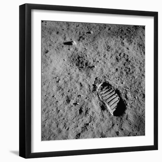 Apollo 11 Boot Print on the Moon. July 20, 1969-null-Framed Photo