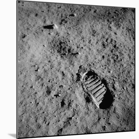 Apollo 11 Boot Print on the Moon. July 20, 1969-null-Mounted Photo