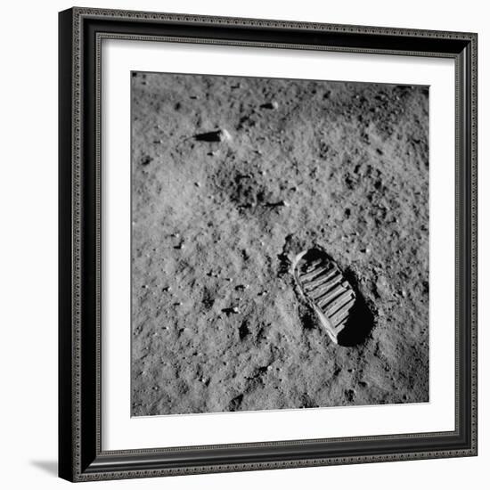 Apollo 11 Boot Print on the Moon. July 20, 1969-null-Framed Photo