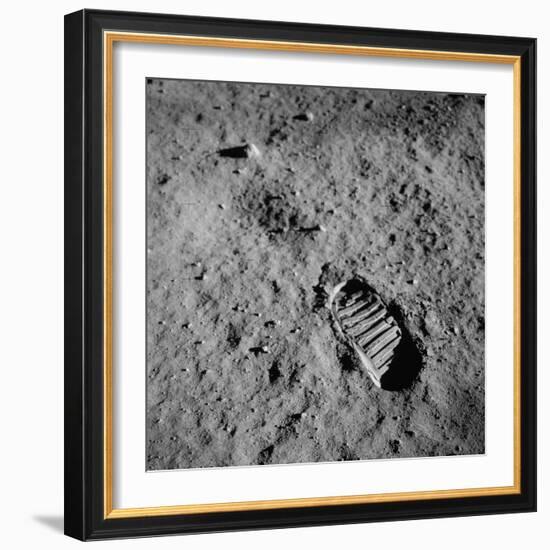 Apollo 11 Boot Print on the Moon. July 20, 1969-null-Framed Photo