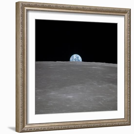 Apollo 11 Earth Rise over the Moon, July 20, 1969-null-Framed Photo