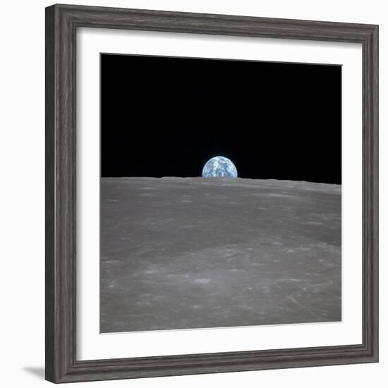 Apollo 11 Earth Rise over the Moon, July 20, 1969-null-Framed Photo