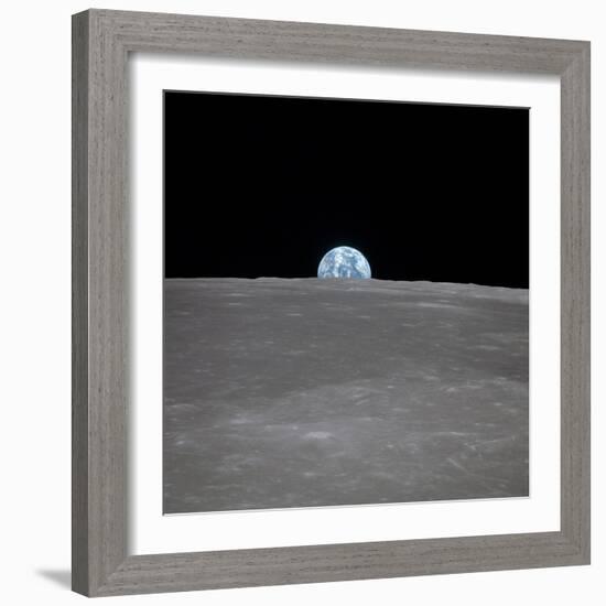 Apollo 11 Earth Rise over the Moon, July 20, 1969-null-Framed Photo