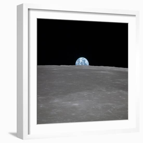 Apollo 11 Earth Rise over the Moon, July 20, 1969-null-Framed Photo