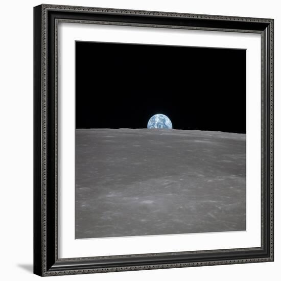 Apollo 11 Earth Rise over the Moon, July 20, 1969-null-Framed Photo