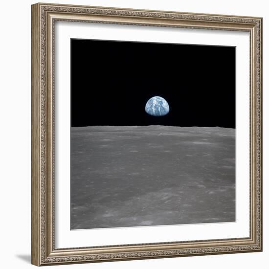 Apollo 11 Earth Rise over the Moon, July 20, 1969-null-Framed Photo