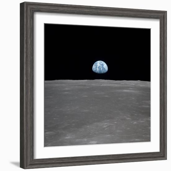 Apollo 11 Earth Rise over the Moon, July 20, 1969--Framed Photo