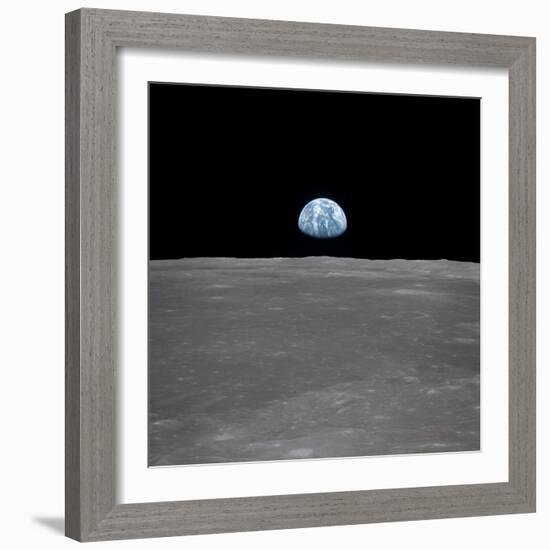 Apollo 11 Earth Rise over the Moon, July 20, 1969-null-Framed Photo