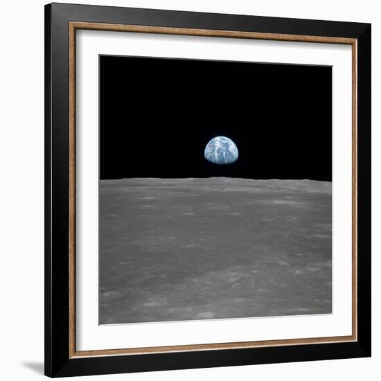 Apollo 11 Earth Rise over the Moon, July 20, 1969--Framed Photo