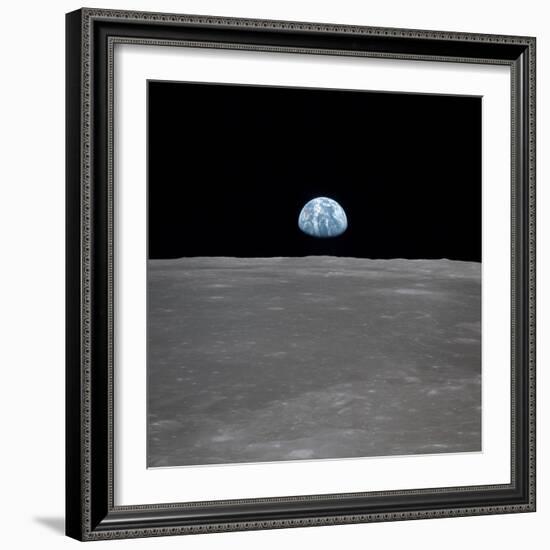 Apollo 11 Earth Rise over the Moon, July 20, 1969-null-Framed Photo