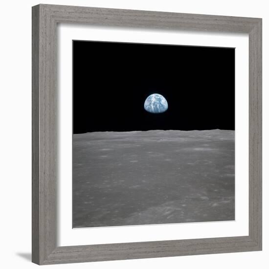 Apollo 11 Earth Rise over the Moon, July 20, 1969-null-Framed Photo