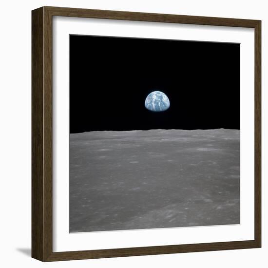 Apollo 11 Earth Rise over the Moon, July 20, 1969-null-Framed Photo