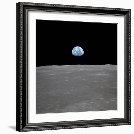 Apollo 11 Earth Rise over the Moon, July 20, 1969-null-Framed Photo