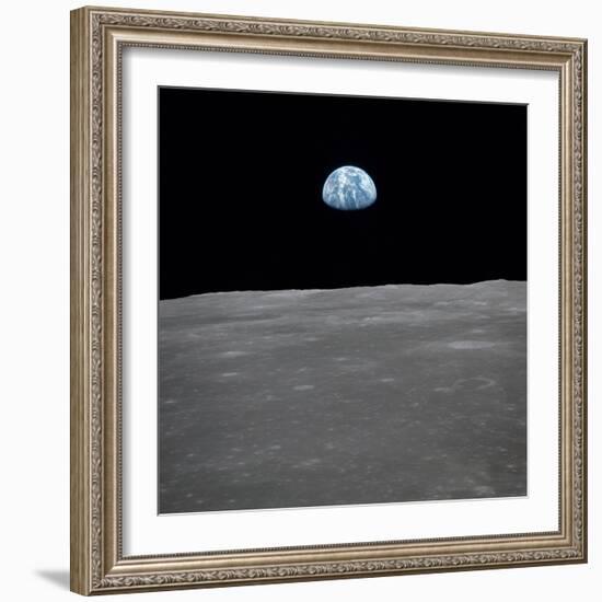 Apollo 11 Earth Rise over the Moon, July 20, 1969-null-Framed Photo