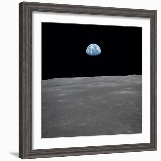 Apollo 11 Earth Rise over the Moon, July 20, 1969-null-Framed Photo