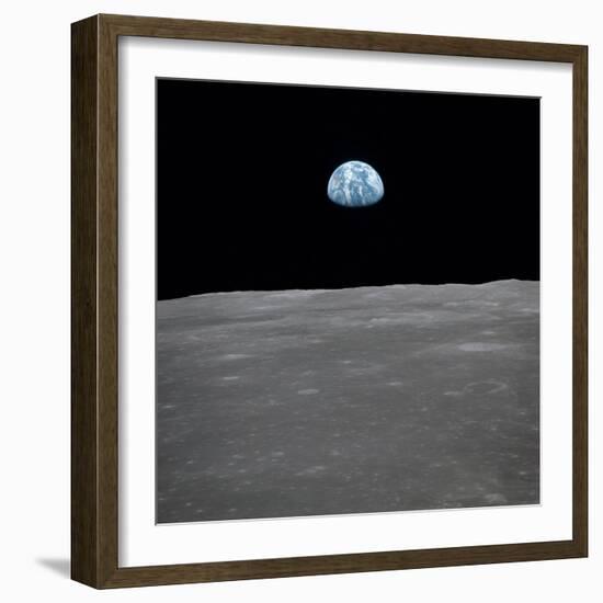 Apollo 11 Earth Rise over the Moon, July 20, 1969-null-Framed Photo