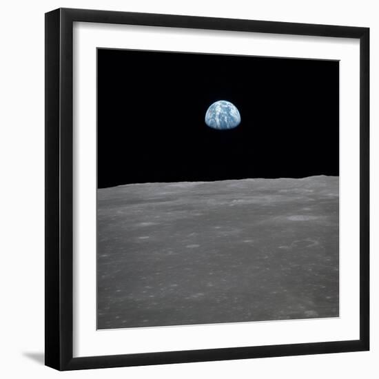 Apollo 11 Earth Rise over the Moon, July 20, 1969-null-Framed Photo