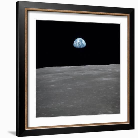 Apollo 11 Earth Rise over the Moon, July 20, 1969--Framed Photo