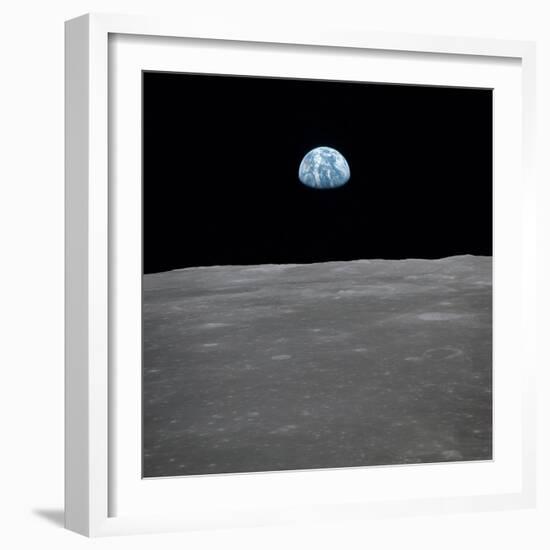 Apollo 11 Earth Rise over the Moon, July 20, 1969-null-Framed Photo