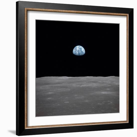 Apollo 11 Earth Rise over the Moon, July 20, 1969-null-Framed Photo