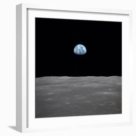 Apollo 11 Earth Rise over the Moon, July 20, 1969-null-Framed Photo