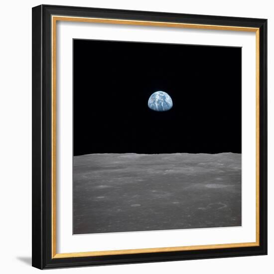 Apollo 11 Earth Rise over the Moon, July 20, 1969-null-Framed Photo