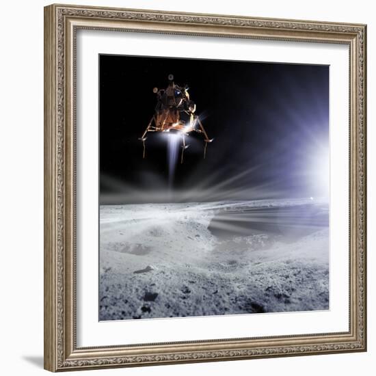 Apollo 11 Moon Landing, Computer Artwork-Detlev Van Ravenswaay-Framed Premium Photographic Print