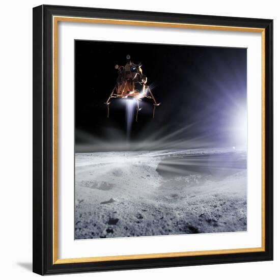 Apollo 11 Moon Landing, Computer Artwork-Detlev Van Ravenswaay-Framed Premium Photographic Print