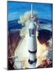 Apollo 11 Spacecraft Lifting Off Launch Pad at Cape Kennedy-null-Mounted Photographic Print