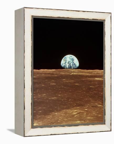 Apollo 11 View of Earth Rising Over Moon's Horizon-null-Framed Premier Image Canvas