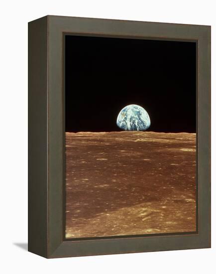 Apollo 11 View of Earth Rising Over Moon's Horizon-null-Framed Premier Image Canvas