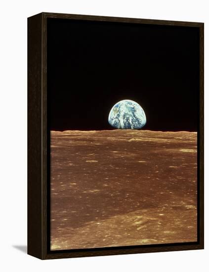 Apollo 11 View of Earth Rising Over Moon's Horizon-null-Framed Premier Image Canvas