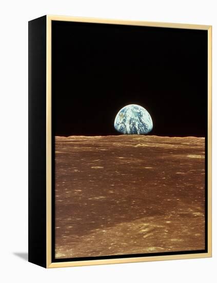 Apollo 11 View of Earth Rising Over Moon's Horizon-null-Framed Premier Image Canvas