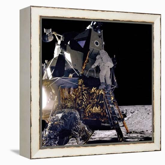 Apollo 12 Astronaut Alan Bean Starts Down Ladder of Lunar Module 'Intrepid'-null-Framed Stretched Canvas