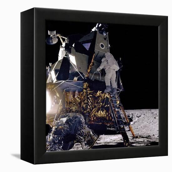 Apollo 12 Astronaut Alan Bean Starts Down Ladder of Lunar Module 'Intrepid'-null-Framed Stretched Canvas