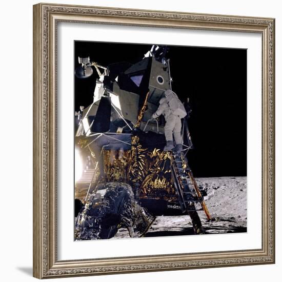 Apollo 12 Astronaut Alan Bean Starts Down Ladder of Lunar Module 'Intrepid'-null-Framed Photo