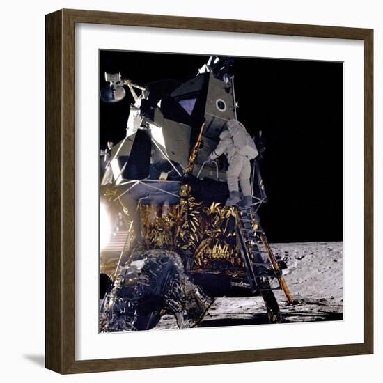 Apollo 12 Astronaut Alan Bean Starts Down Ladder of Lunar Module 'Intrepid'-null-Framed Photo