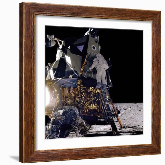 Apollo 12 Astronaut Alan Bean Starts Down Ladder of Lunar Module 'Intrepid'-null-Framed Photo