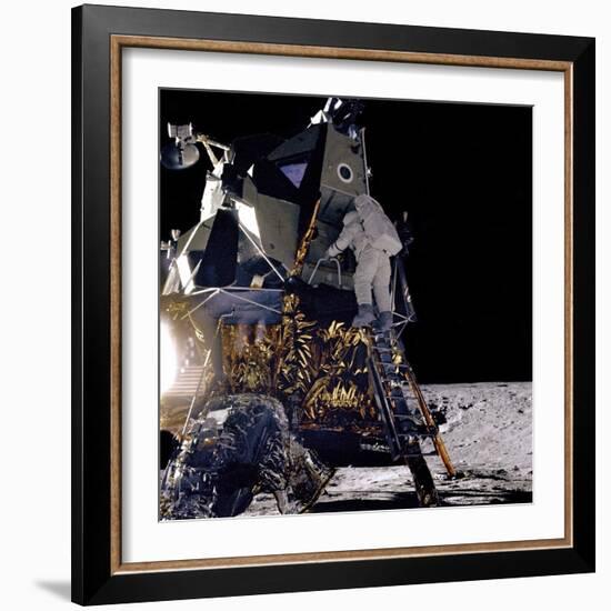 Apollo 12 Astronaut Alan Bean Starts Down Ladder of Lunar Module 'Intrepid'-null-Framed Photo