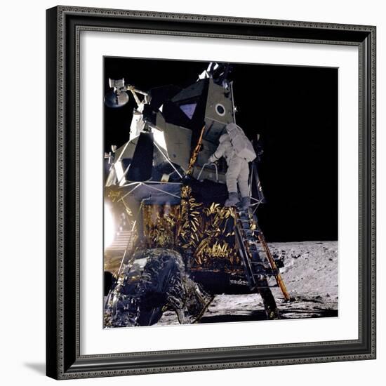 Apollo 12 Astronaut Alan Bean Starts Down Ladder of Lunar Module 'Intrepid'-null-Framed Photo