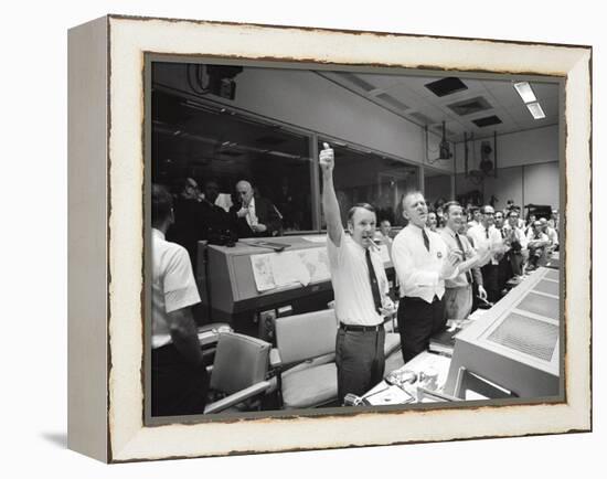 Apollo 13 Flight Directors Applaud the Successful Splashdown of the Command Module-null-Framed Stretched Canvas