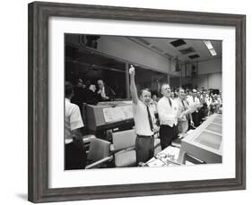 Apollo 13 Flight Directors Applaud the Successful Splashdown of the Command Module-null-Framed Photo